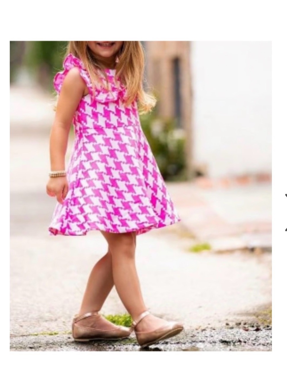 Janie and Jack Houndstooth pink and white dress girls 2 yrs old